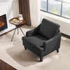 image:imageVINGLI Linen Fabric Accent Chairs Set of 2 Grey Modern Upholstered Armchair Comfy Sofa Chair Living Room Bedroom Furniture for ApartmentBlack