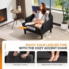 image:imageVINGLI Linen Fabric Accent Chairs Set of 2 Grey Modern Upholstered Armchair Comfy Sofa Chair Living Room Bedroom Furniture for ApartmentBlack