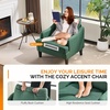 image:imageVINGLI Linen Fabric Accent Chairs Set of 2 Grey Modern Upholstered Armchair Comfy Sofa Chair Living Room Bedroom Furniture for ApartmentGreen