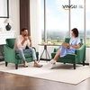 image:imageVINGLI Linen Fabric Accent Chairs Set of 2 Grey Modern Upholstered Armchair Comfy Sofa Chair Living Room Bedroom Furniture for ApartmentGreen