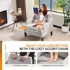 image:imageVINGLI Linen Fabric Accent Chairs Set of 2 Grey Modern Upholstered Armchair Comfy Sofa Chair Living Room Bedroom Furniture for ApartmentGrey