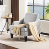 image:imageVINGLI Linen Fabric Accent Chairs Set of 2 Grey Modern Upholstered Armchair Comfy Sofa Chair Living Room Bedroom Furniture for ApartmentGrey