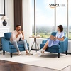 image:imageVINGLI Linen Fabric Accent Chairs Set of 2 Grey Modern Upholstered Armchair Comfy Sofa Chair Living Room Bedroom Furniture for ApartmentNavy Blue