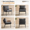 image:imageVINGLI MidCentury Modern Accent Armchiar for Small Space Small Comfy Upholstered Leisure Reading Chair with Wood Armrest for Bedroom Living Room Waiting Room Linen GreyLinen Grey