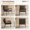 image:imageVINGLI MidCentury Modern Accent Armchiar for Small Space Small Comfy Upholstered Leisure Reading Chair with Wood Armrest for Bedroom Living Room Waiting Room Linen GreyLinen Expresso