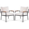 image:imageVINGLI MidCentury Modern Accent Armchiar for Small Space Small Comfy Upholstered Leisure Reading Chair with Wood Armrest for Bedroom Living Room Waiting Room Linen GreyLinen Beige