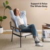 image:imageVINGLI MidCentury Modern Accent Armchiar for Small Space Small Comfy Upholstered Leisure Reading Chair with Wood Armrest for Bedroom Living Room Waiting Room Linen GreyLinen Beige