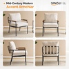 image:imageVINGLI MidCentury Modern Accent Armchiar for Small Space Small Comfy Upholstered Leisure Reading Chair with Wood Armrest for Bedroom Living Room Waiting Room Linen GreyLinen Beige