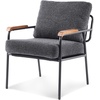 image:imageVINGLI MidCentury Modern Accent Armchiar for Small Space Small Comfy Upholstered Leisure Reading Chair with Wood Armrest for Bedroom Living Room Waiting Room Linen GreyLinen Grey