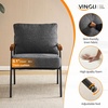image:imageVINGLI MidCentury Modern Accent Armchiar for Small Space Small Comfy Upholstered Leisure Reading Chair with Wood Armrest for Bedroom Living Room Waiting Room Linen GreyLinen Grey
