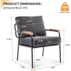 image:imageVINGLI MidCentury Modern Accent Armchiar for Small Space Small Comfy Upholstered Leisure Reading Chair with Wood Armrest for Bedroom Living Room Waiting Room Linen GreyLinen Grey