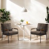 image:imageVINGLI MidCentury Modern Accent Armchiar for Small Space Small Comfy Upholstered Leisure Reading Chair with Wood Armrest for Bedroom Living Room Waiting Room Linen GreyLinen Expresso