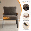 image:imageVINGLI MidCentury Modern Accent Armchiar for Small Space Small Comfy Upholstered Leisure Reading Chair with Wood Armrest for Bedroom Living Room Waiting Room Linen GreyLinen Expresso