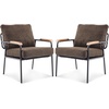 image:imageVINGLI MidCentury Modern Accent Armchiar for Small Space Small Comfy Upholstered Leisure Reading Chair with Wood Armrest for Bedroom Living Room Waiting Room Linen GreyLinen Expresso