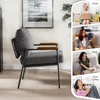 image:imageVINGLI MidCentury Modern Accent Armchiar for Small Space Small Comfy Upholstered Leisure Reading Chair with Wood Armrest for Bedroom Living Room Waiting Room Linen GreyLinen Grey