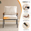image:imageVINGLI MidCentury Modern Accent Armchiar for Small Space Small Comfy Upholstered Leisure Reading Chair with Wood Armrest for Bedroom Living Room Waiting Room Linen GreyLinen Beige