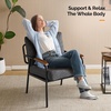 image:imageVINGLI MidCentury Modern Accent Armchiar for Small Space Small Comfy Upholstered Leisure Reading Chair with Wood Armrest for Bedroom Living Room Waiting Room Linen GreyLinen Grey