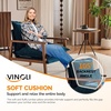 image:imageVINGLI MidCentury Modern Cloud Accent Armchair with Lumbar Pillow 63 Thick Seat Cushion Comfortable Reading Chair with Wooden ArmrestsBoho Lounge Chair for Bedroom Living Room Chenille GreyChenille Teal