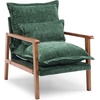 image:imageVINGLI MidCentury Modern Cloud Accent Armchair with Lumbar Pillow 63 Thick Seat Cushion Comfortable Reading Chair with Wooden ArmrestsBoho Lounge Chair for Bedroom Living Room Chenille GreyChenille Dark Green