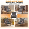 image:imageVINGLI MidCentury Modern Cloud Accent Armchair with Lumbar Pillow 63 Thick Seat Cushion Comfortable Reading Chair with Wooden ArmrestsBoho Lounge Chair for Bedroom Living Room Chenille GreyChenille Grey