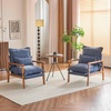 image:imageVINGLI MidCentury Modern Cloud Accent Armchair with Lumbar Pillow 63 Thick Seat Cushion Comfortable Reading Chair with Wooden ArmrestsBoho Lounge Chair for Bedroom Living Room Chenille GreyChenille Gray Blue