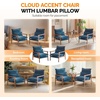 image:imageVINGLI MidCentury Modern Cloud Accent Armchair with Lumbar Pillow 63 Thick Seat Cushion Comfortable Reading Chair with Wooden ArmrestsBoho Lounge Chair for Bedroom Living Room Chenille GreyChenille Teal
