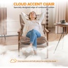 image:imageVINGLI MidCentury Modern Cloud Accent Armchair with Lumbar Pillow 63 Thick Seat Cushion Comfortable Reading Chair with Wooden ArmrestsBoho Lounge Chair for Bedroom Living Room Chenille GreyChenille Khaki