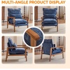 image:imageVINGLI MidCentury Modern Cloud Accent Armchair with Lumbar Pillow 63 Thick Seat Cushion Comfortable Reading Chair with Wooden ArmrestsBoho Lounge Chair for Bedroom Living Room Chenille GreyChenille Gray Blue