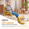 image:imageVINGLI MidCentury Modern Cloud Accent Armchair with Lumbar Pillow 63 Thick Seat Cushion Comfortable Reading Chair with Wooden ArmrestsBoho Lounge Chair for Bedroom Living Room Chenille GreyChenille Yellow