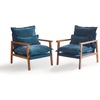 image:imageVINGLI MidCentury Modern Cloud Accent Armchair with Lumbar Pillow 63 Thick Seat Cushion Comfortable Reading Chair with Wooden ArmrestsBoho Lounge Chair for Bedroom Living Room Chenille GreyChenille Teal