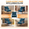 image:imageVINGLI MidCentury Modern Cloud Accent Armchair with Lumbar Pillow 63 Thick Seat Cushion Comfortable Reading Chair with Wooden ArmrestsBoho Lounge Chair for Bedroom Living Room Chenille GreyChenille Teal
