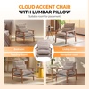 image:imageVINGLI MidCentury Modern Cloud Accent Armchair with Lumbar Pillow 63 Thick Seat Cushion Comfortable Reading Chair with Wooden ArmrestsBoho Lounge Chair for Bedroom Living Room Chenille GreyChenille Khaki