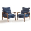image:imageVINGLI MidCentury Modern Cloud Accent Armchair with Lumbar Pillow 63 Thick Seat Cushion Comfortable Reading Chair with Wooden ArmrestsBoho Lounge Chair for Bedroom Living Room Chenille GreyChenille Gray Blue