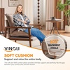 image:imageVINGLI MidCentury Modern Cloud Accent Armchair with Lumbar Pillow 63 Thick Seat Cushion Comfortable Reading Chair with Wooden ArmrestsBoho Lounge Chair for Bedroom Living Room Chenille GreyChenille Khaki