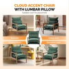 image:imageVINGLI MidCentury Modern Cloud Accent Armchair with Lumbar Pillow 63 Thick Seat Cushion Comfortable Reading Chair with Wooden ArmrestsBoho Lounge Chair for Bedroom Living Room Chenille GreyChenille Dark Green