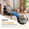 image:imageVINGLI MidCentury Modern Cloud Accent Armchair with Lumbar Pillow 63 Thick Seat Cushion Comfortable Reading Chair with Wooden ArmrestsBoho Lounge Chair for Bedroom Living Room Chenille GreyChenille Dark Green