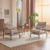 image:imageVINGLI MidCentury Modern Cloud Accent Armchair with Lumbar Pillow 63 Thick Seat Cushion Comfortable Reading Chair with Wooden ArmrestsBoho Lounge Chair for Bedroom Living Room Chenille GreyChenille Khaki