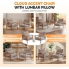 image:imageVINGLI MidCentury Modern Cloud Accent Armchair with Lumbar Pillow 63 Thick Seat Cushion Comfortable Reading Chair with Wooden ArmrestsBoho Lounge Chair for Bedroom Living Room Chenille GreyChenille Khaki