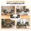image:imageVINGLI MidCentury Modern Cloud Accent Armchair with Lumbar Pillow 63 Thick Seat Cushion Comfortable Reading Chair with Wooden ArmrestsBoho Lounge Chair for Bedroom Living Room Chenille GreyChenille Dark Green