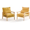 image:imageVINGLI MidCentury Modern Cloud Accent Armchair with Lumbar Pillow 63 Thick Seat Cushion Comfortable Reading Chair with Wooden ArmrestsBoho Lounge Chair for Bedroom Living Room Chenille GreyChenille Yellow