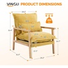 image:imageVINGLI MidCentury Modern Cloud Accent Armchair with Lumbar Pillow 63 Thick Seat Cushion Comfortable Reading Chair with Wooden ArmrestsBoho Lounge Chair for Bedroom Living Room Chenille GreyChenille Yellow