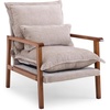 image:imageVINGLI MidCentury Modern Cloud Accent Armchair with Lumbar Pillow 63 Thick Seat Cushion Comfortable Reading Chair with Wooden ArmrestsBoho Lounge Chair for Bedroom Living Room Chenille GreyChenille Khaki
