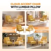 image:imageVINGLI MidCentury Modern Cloud Accent Armchair with Lumbar Pillow 63 Thick Seat Cushion Comfortable Reading Chair with Wooden ArmrestsBoho Lounge Chair for Bedroom Living Room Chenille GreyChenille Yellow
