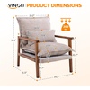 image:imageVINGLI MidCentury Modern Cloud Accent Armchair with Lumbar Pillow 63 Thick Seat Cushion Comfortable Reading Chair with Wooden ArmrestsBoho Lounge Chair for Bedroom Living Room Chenille GreyChenille Khaki