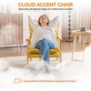 image:imageVINGLI MidCentury Modern Cloud Accent Armchair with Lumbar Pillow 63 Thick Seat Cushion Comfortable Reading Chair with Wooden ArmrestsBoho Lounge Chair for Bedroom Living Room Chenille GreyChenille Yellow