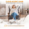 image:imageVINGLI MidCentury Modern Cloud Accent Armchair with Lumbar Pillow 63 Thick Seat Cushion Comfortable Reading Chair with Wooden ArmrestsBoho Lounge Chair for Bedroom Living Room Chenille GreyChenille Grey