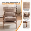 image:imageVINGLI MidCentury Modern Cloud Accent Armchair with Lumbar Pillow 63 Thick Seat Cushion Comfortable Reading Chair with Wooden ArmrestsBoho Lounge Chair for Bedroom Living Room Chenille GreyChenille Khaki