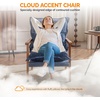 image:imageVINGLI MidCentury Modern Cloud Accent Armchair with Lumbar Pillow 63 Thick Seat Cushion Comfortable Reading Chair with Wooden ArmrestsBoho Lounge Chair for Bedroom Living Room Chenille GreyChenille Gray Blue