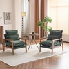 image:imageVINGLI MidCentury Modern Cloud Accent Armchair with Lumbar Pillow 63 Thick Seat Cushion Comfortable Reading Chair with Wooden ArmrestsBoho Lounge Chair for Bedroom Living Room Chenille GreyChenille Dark Green