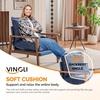 image:imageVINGLI MidCentury Modern Cloud Accent Armchair with Lumbar Pillow 63 Thick Seat Cushion Comfortable Reading Chair with Wooden ArmrestsBoho Lounge Chair for Bedroom Living Room Chenille GreyChenille Gray Blue
